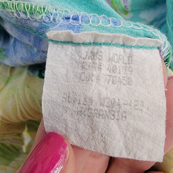 Vintage Jams World Rayon‎ Crinkle Hydrangea Dress Midi Sleeveless Size 11 READ - Picture 5 of 13